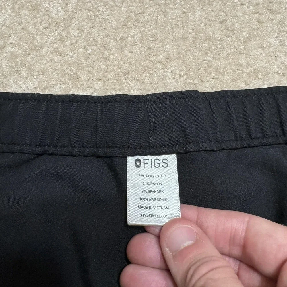 FIGS Technical Collection Pants Mens XL Black Cargo Scrub Drawstring Pockets